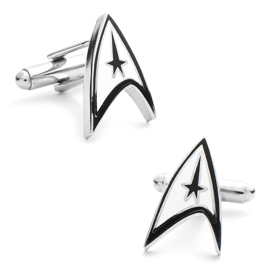 Star Trek logo cufflinks on a white background