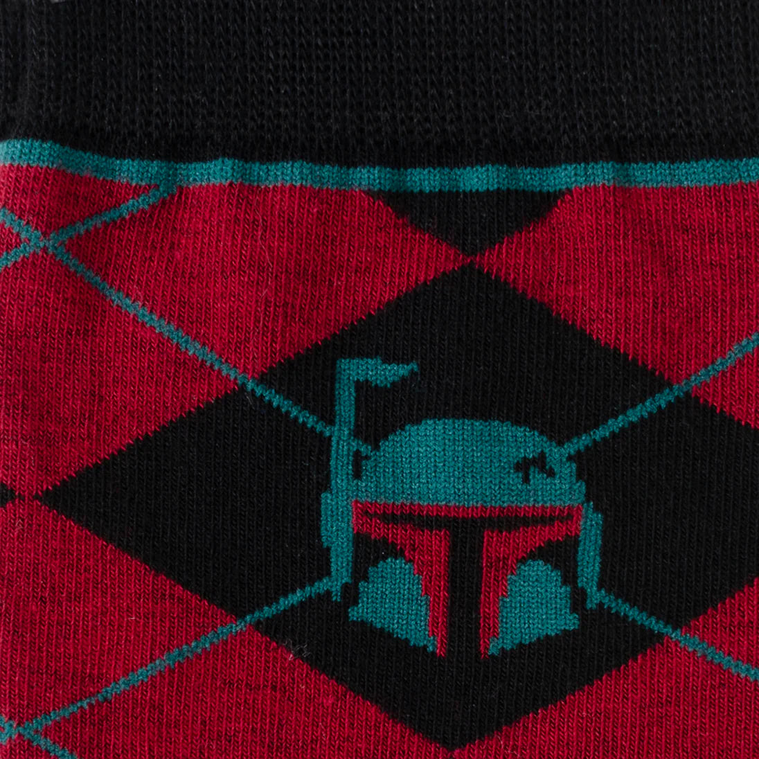 Star Wars Boba Fett Maroon and Black Argyle Socks and Crest Lapel Pin Gift Set