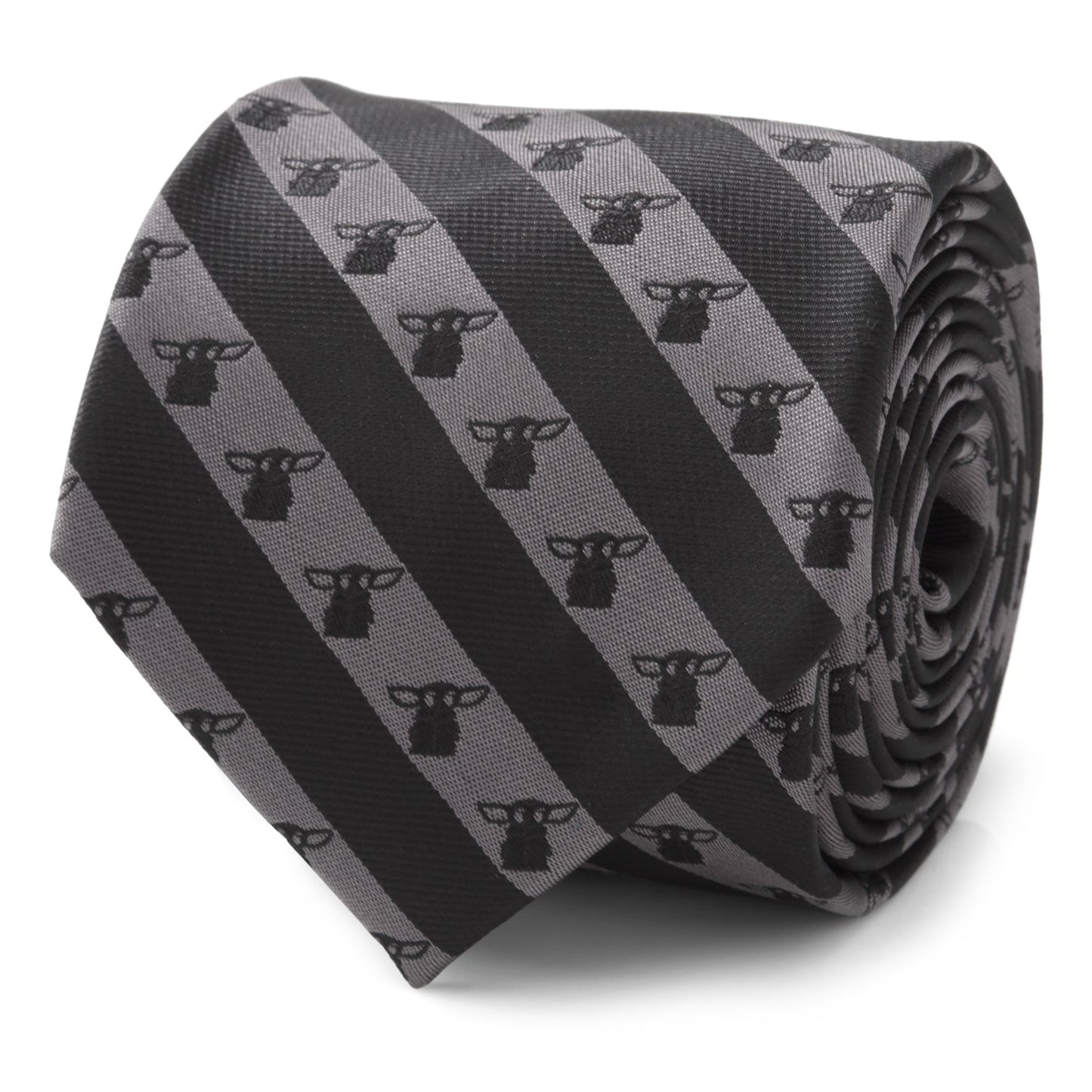 Star Wars Grogu Black and Gray Striped Tie
