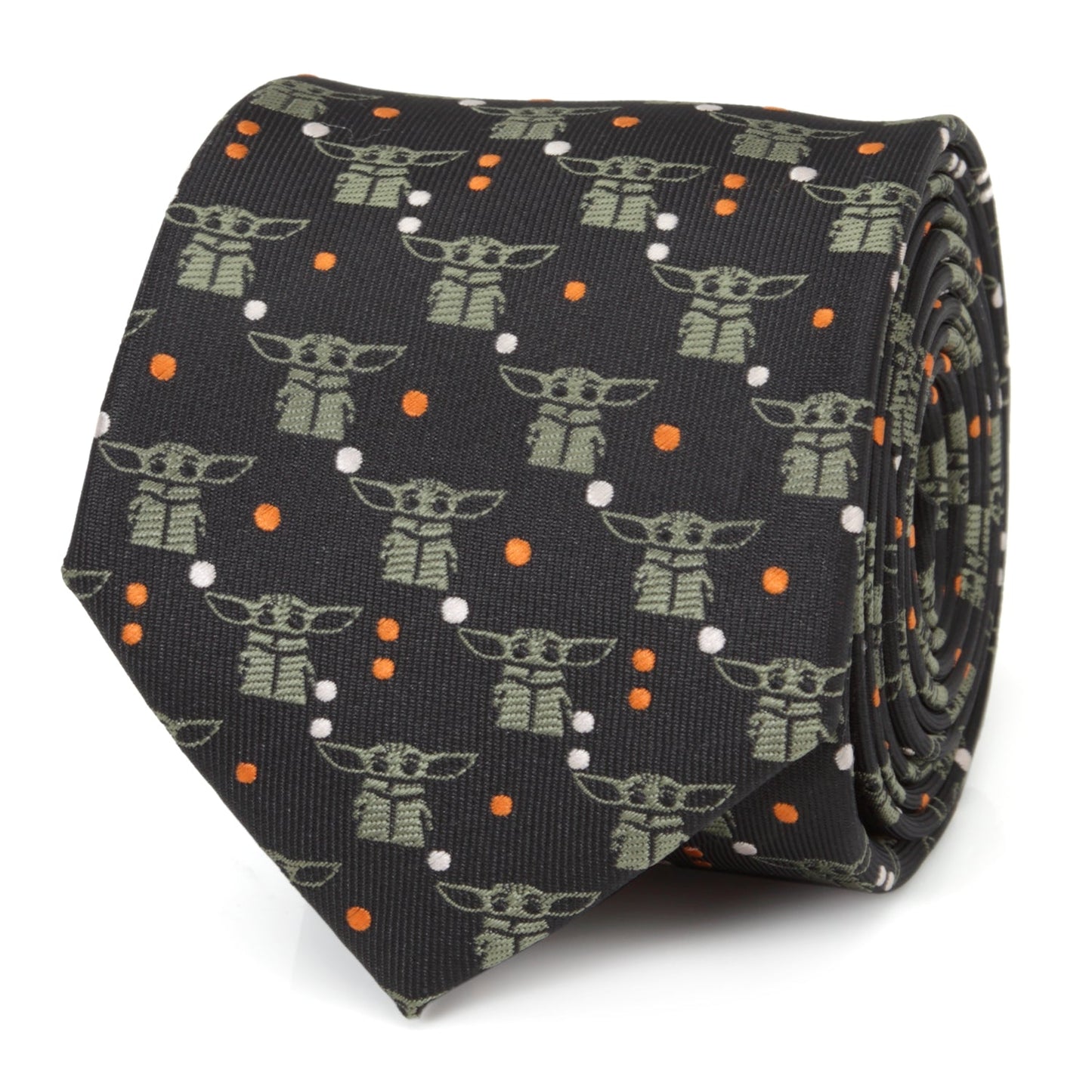 Star Wars Grogu Black and Orange Dotted Tie