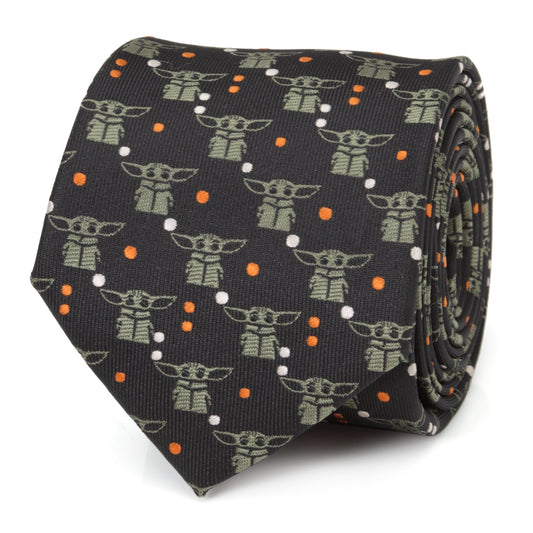 Star Wars Grogu Black and Orange Dotted Tie