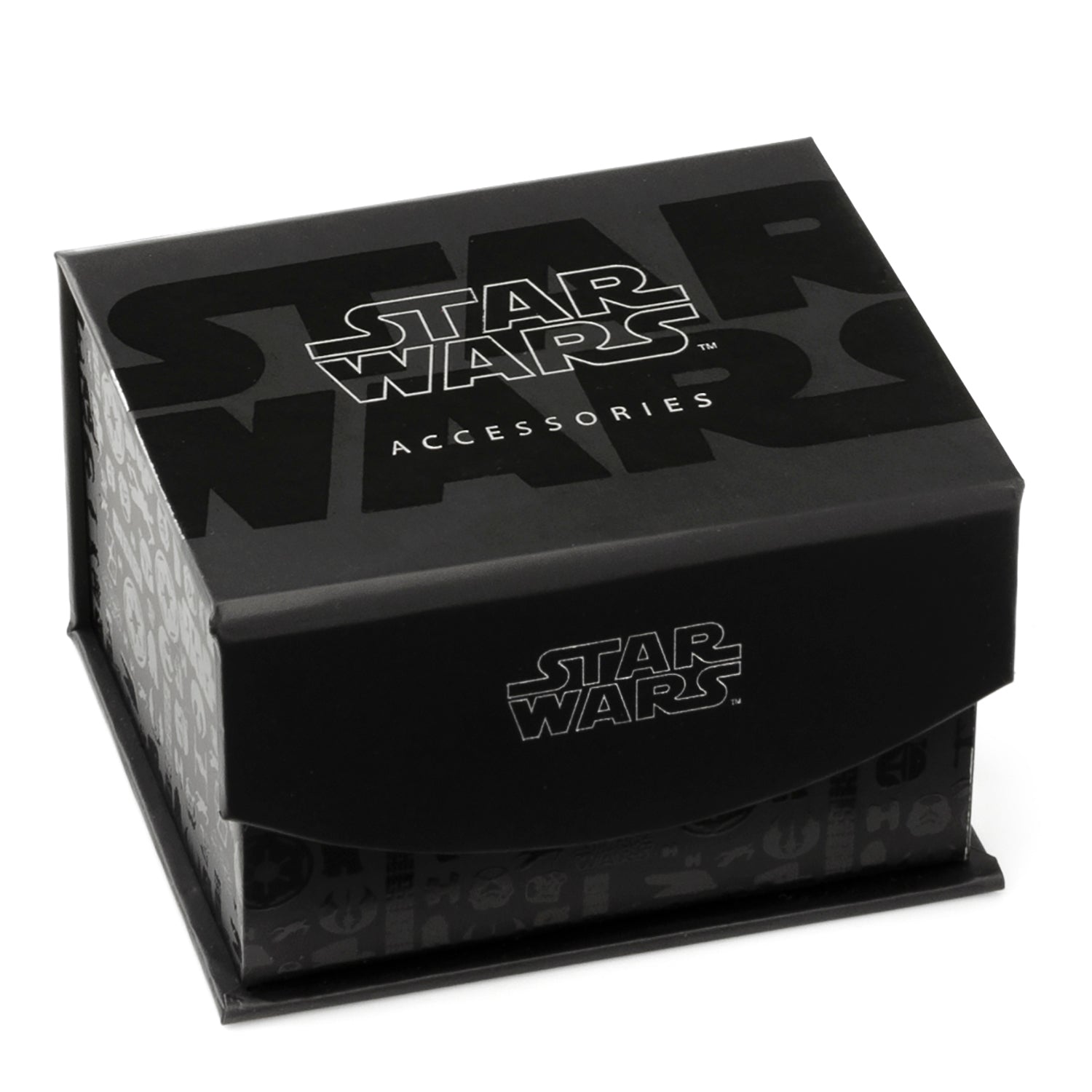 Black Star Wars accessories box with branding on a white background