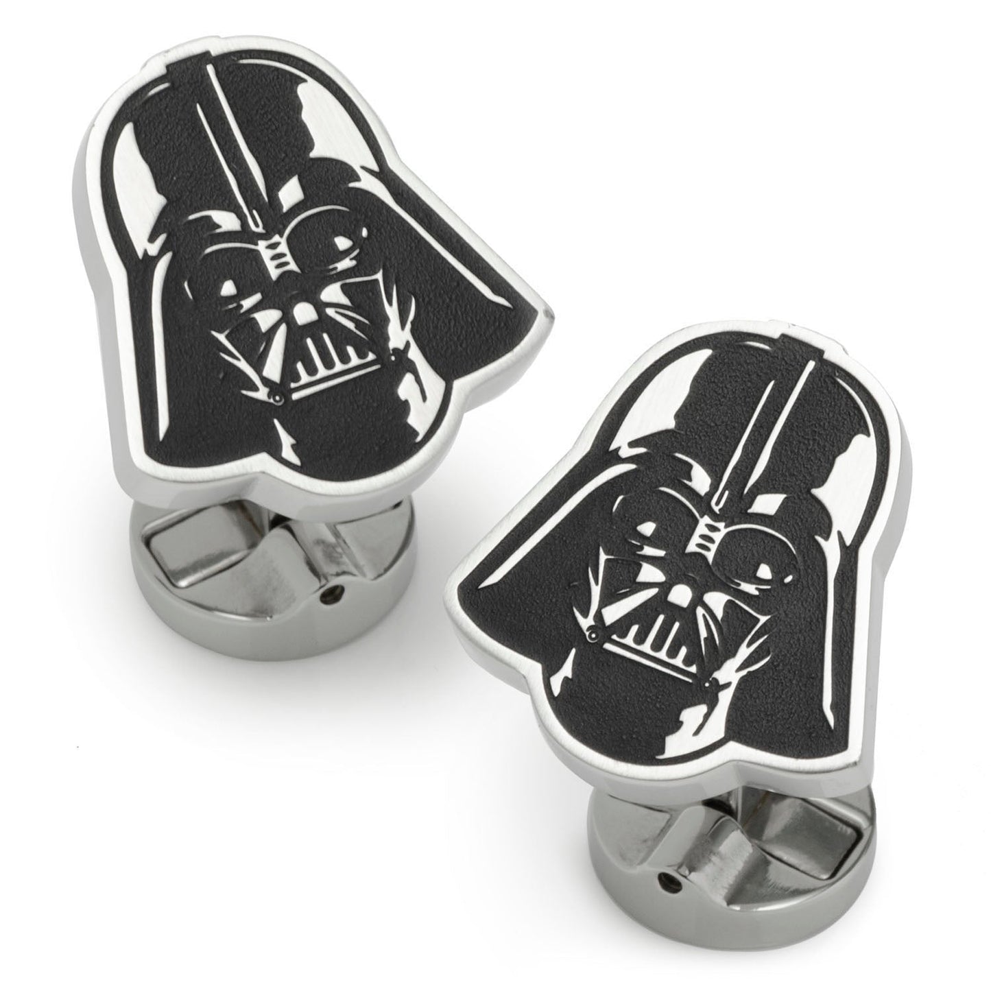 Darth Vader cufflinks on a white background