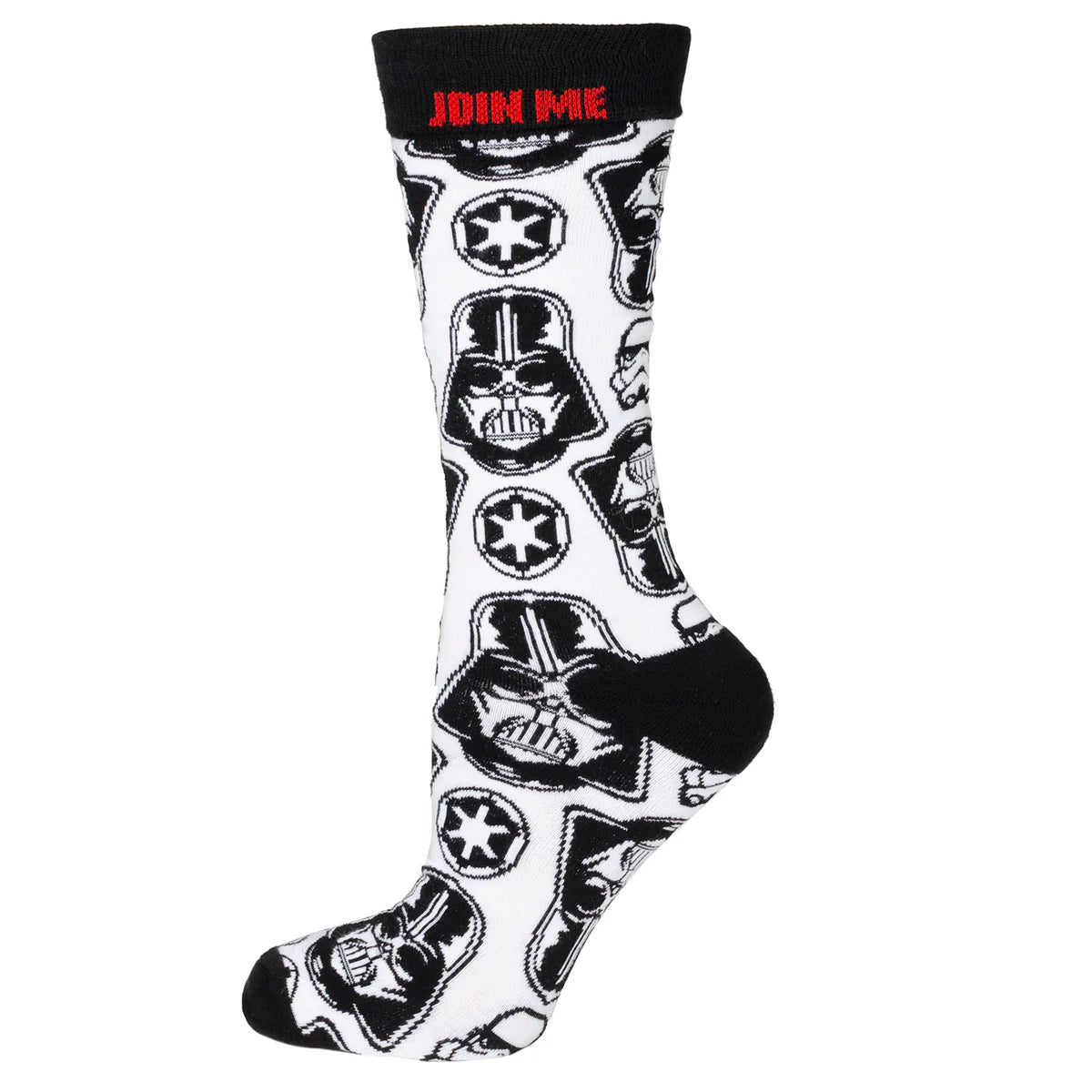 Sock with Darth Vader design and 'Join Me' text on a white background