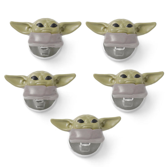 Five Baby Yoda bottle openers on a white background