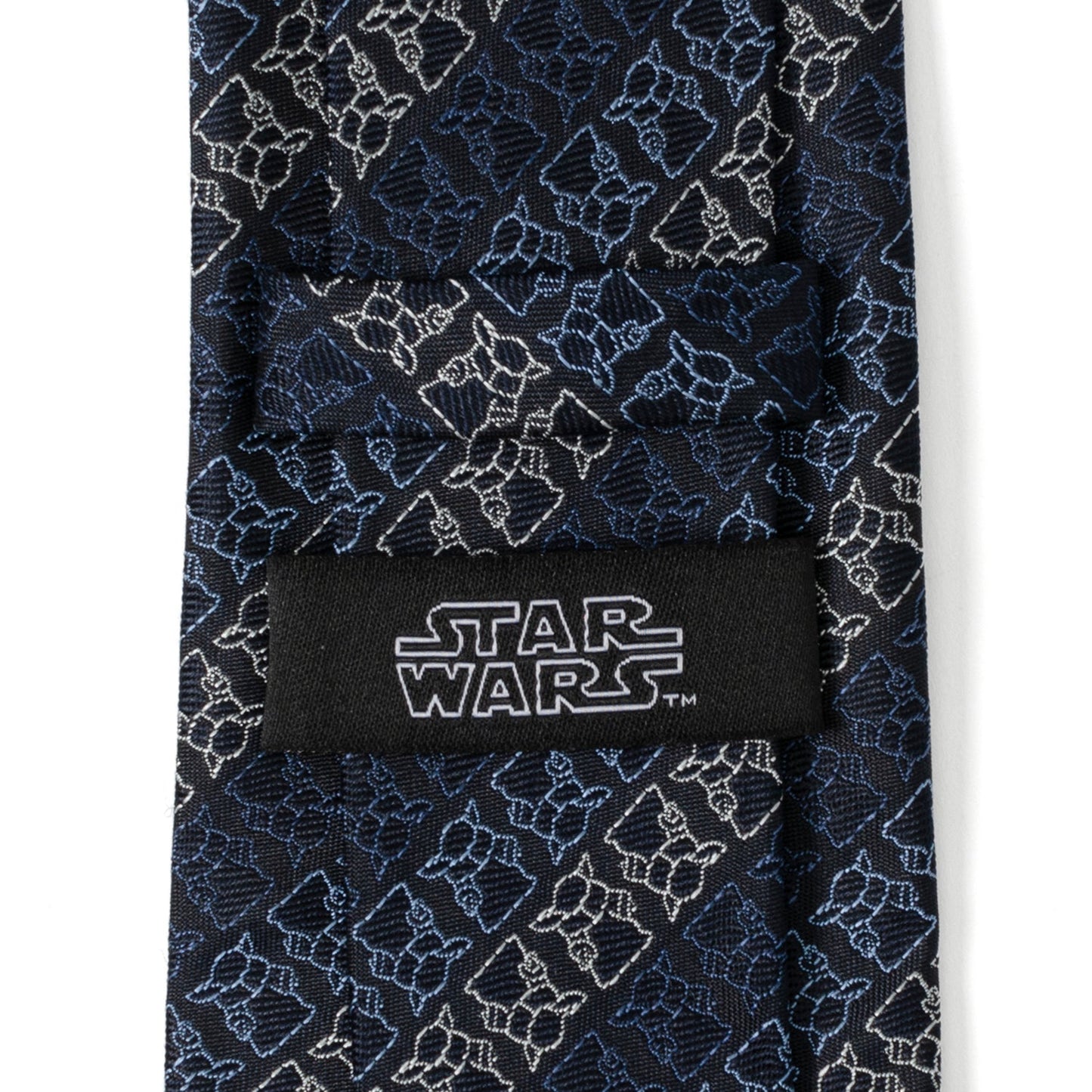 Star Wars Grogu Outline Striped Navy Tie