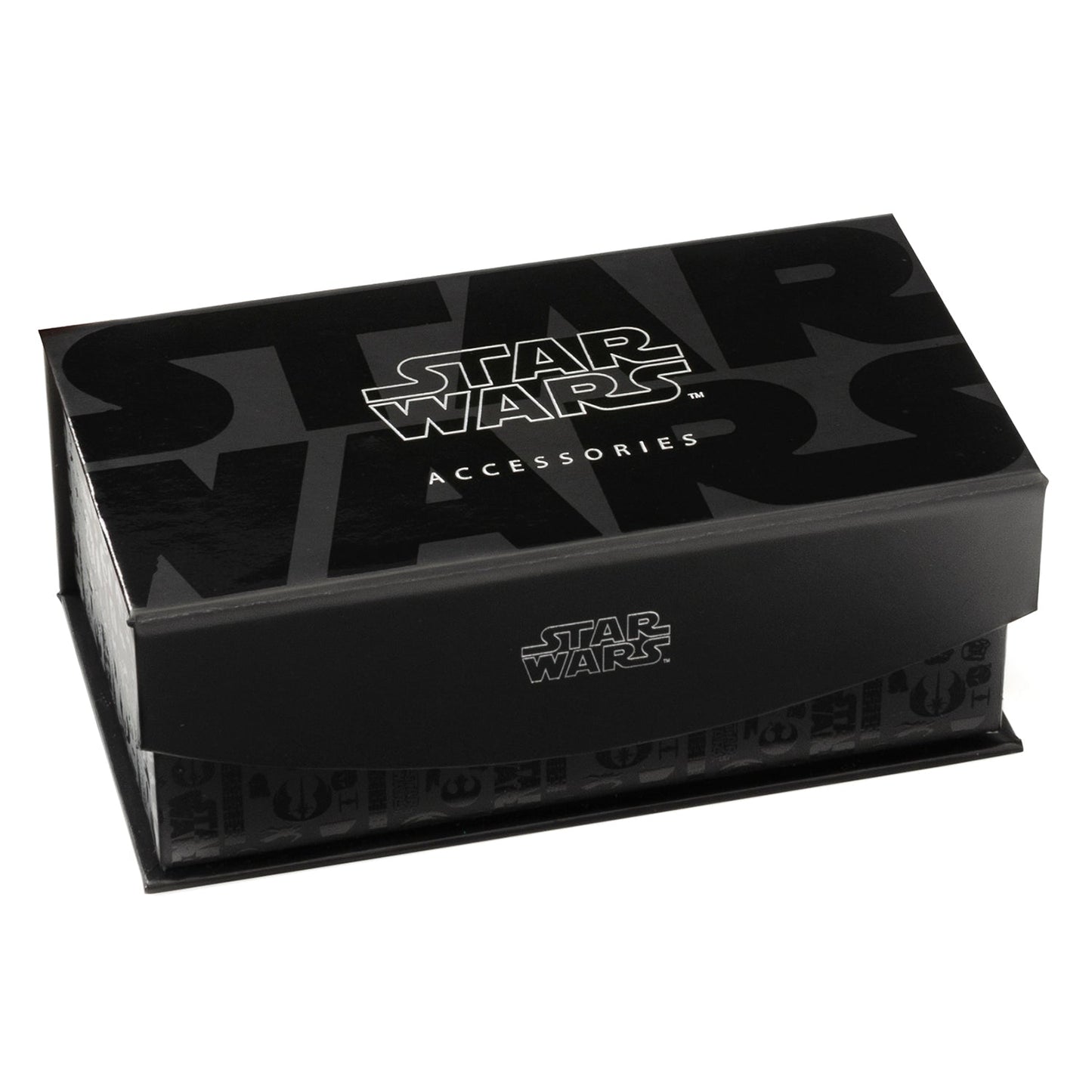 Black 'Star Wars' accessories box with logo on a white background