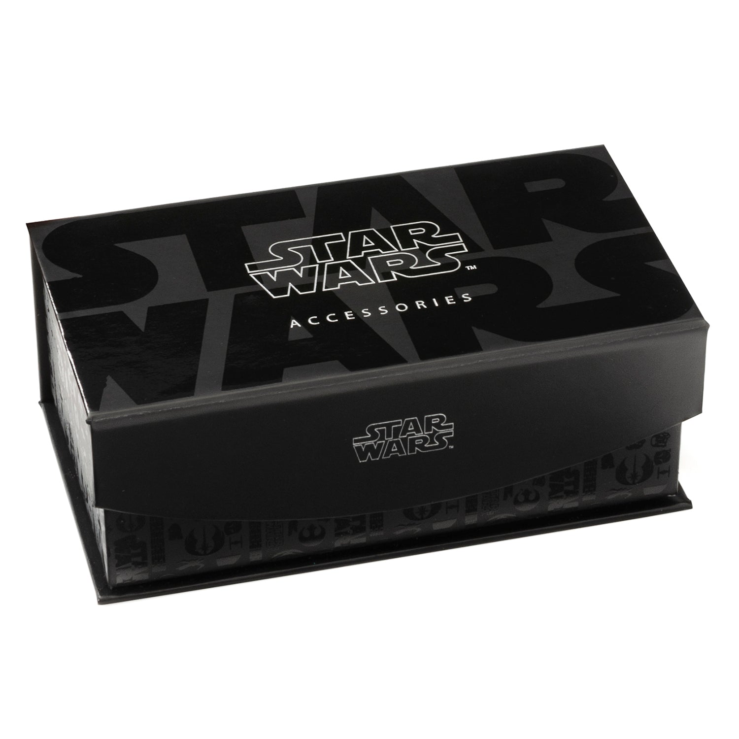 Black 'Star Wars' accessories box with logo on a white background
