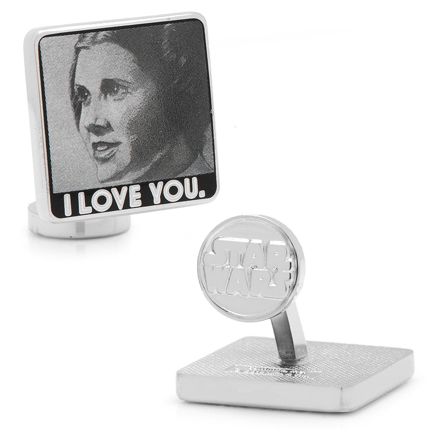 Star Wars Princess Leia and Han Solo "I Love You / I Know" Cufflinks with Hidden Message Tie Bar Gift Set
