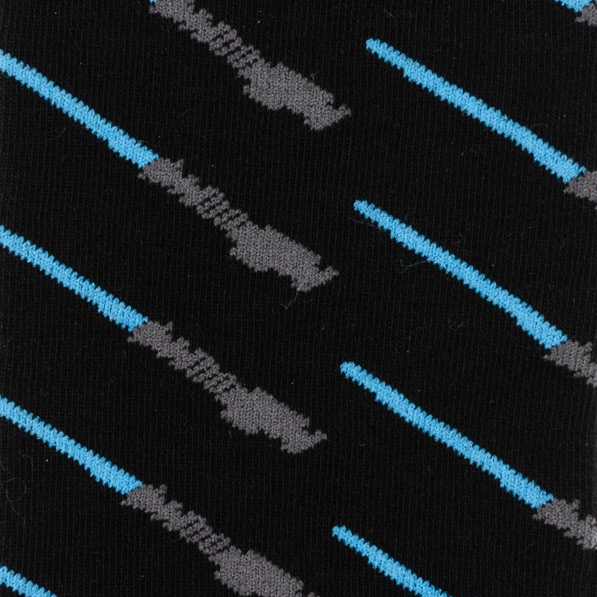 Star Wars Obi-Wan Kenobi Blue LIGHTSABER Pattern Black Dress Socks with Jedi Crest Lapel Pin Gift Set