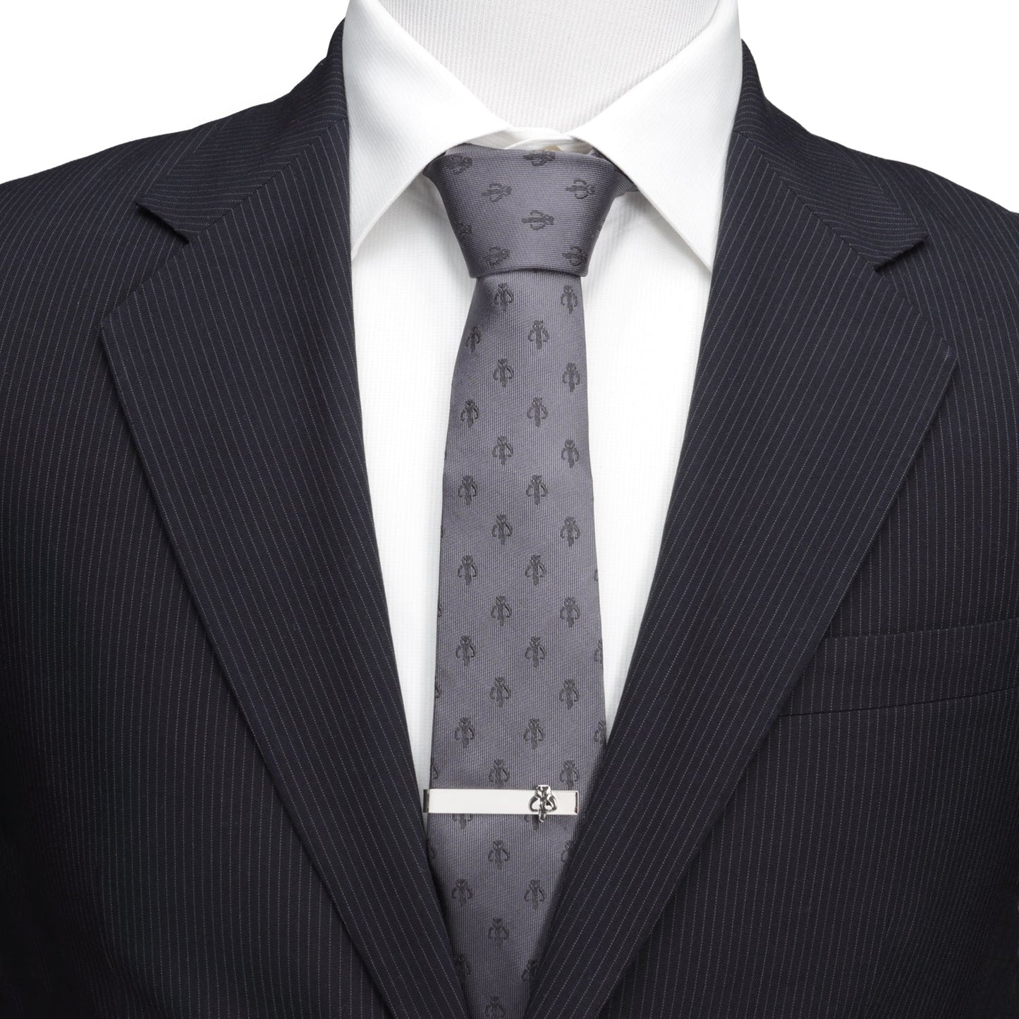 Star Wars Mandalorian Mythosaur Gray Silk Tie