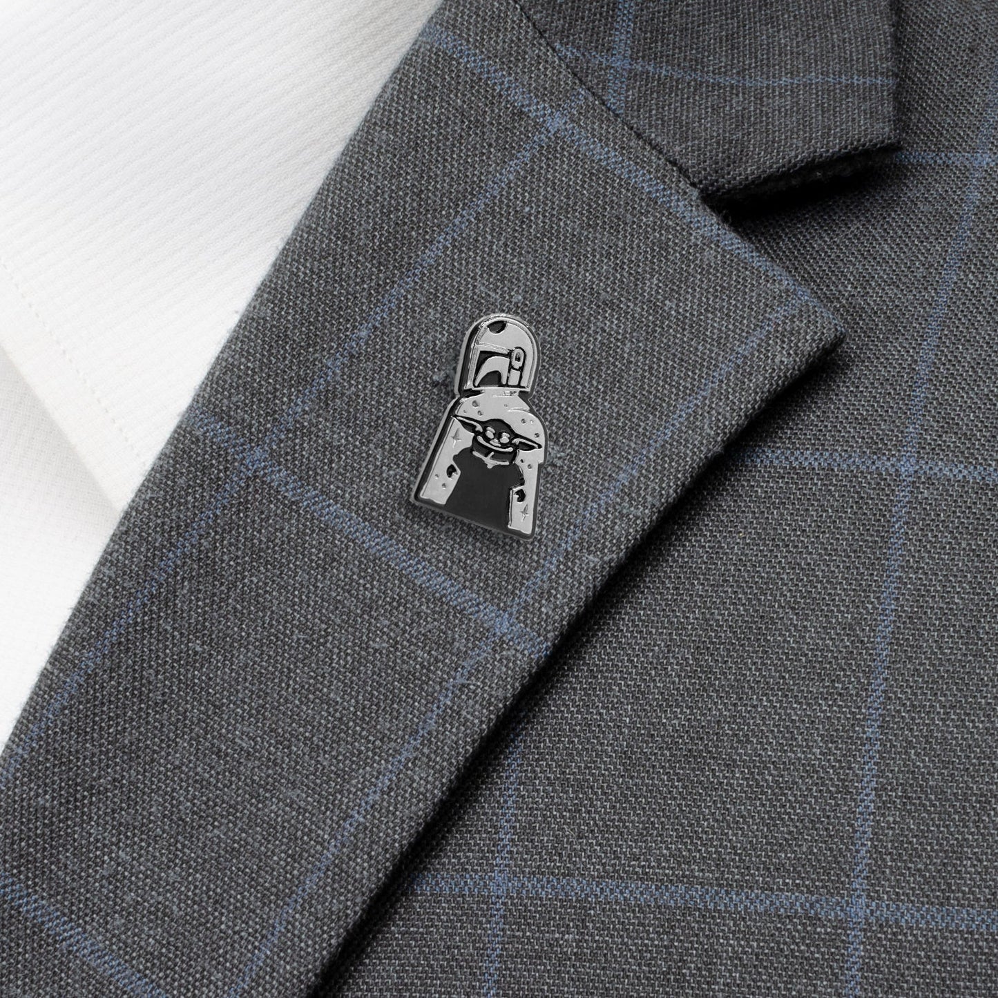 Pin on a gray checkered jacket