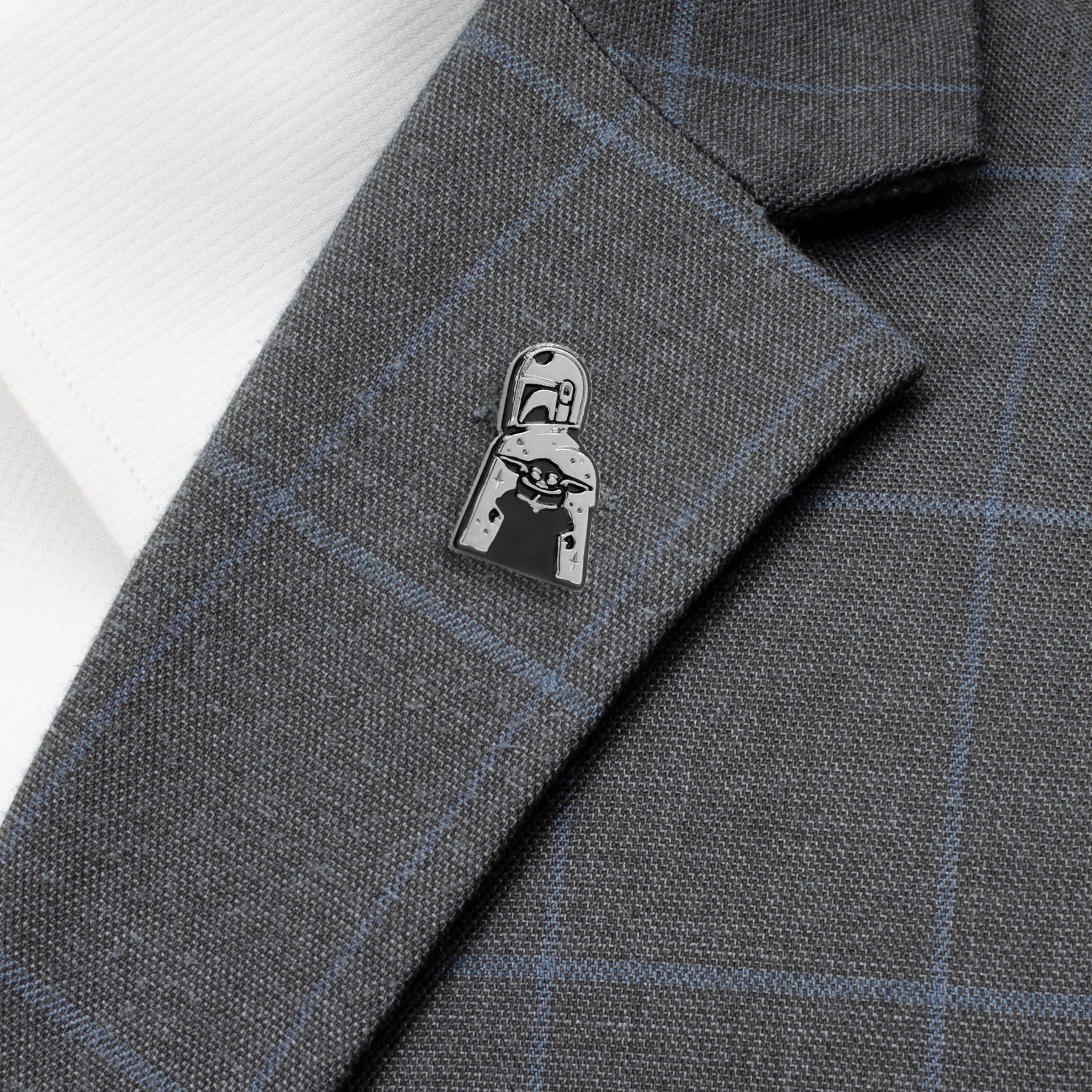 Pin on a gray checkered jacket