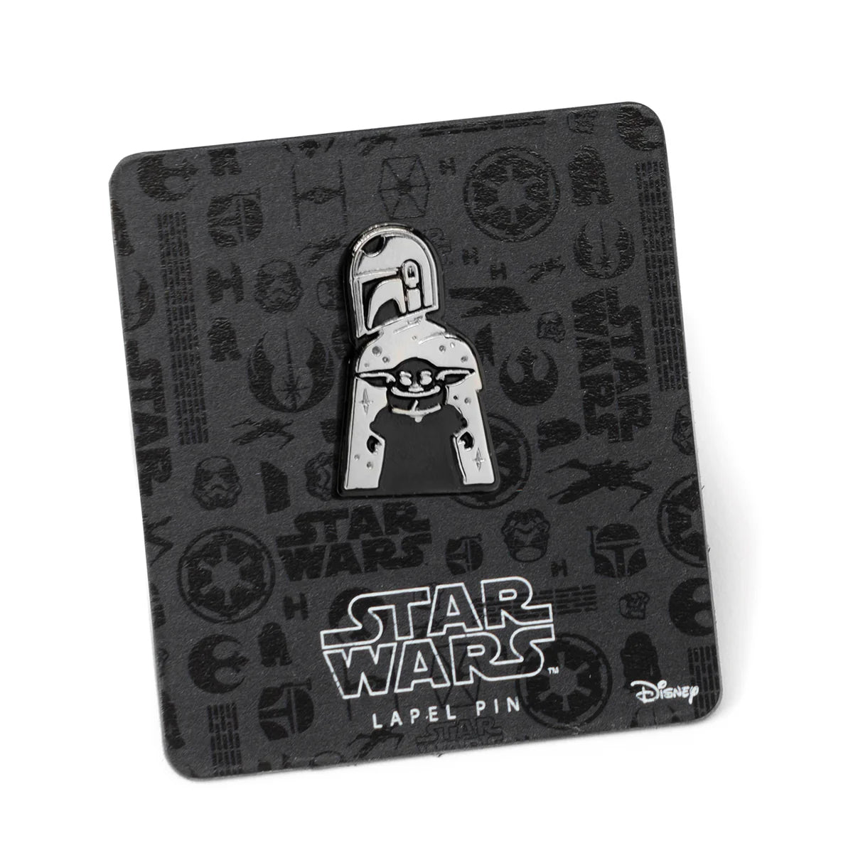 Star Wars lapel pin on a branded card with logos