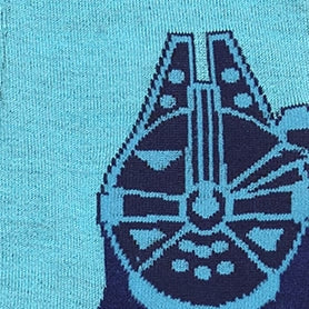 Close-up of a blue and black geometric pattern on a light blue background