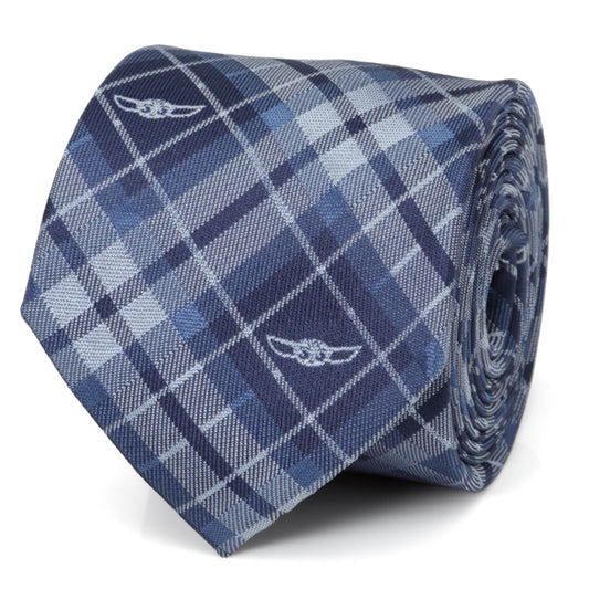 Star Wars Grogu Blue Plaid Tie