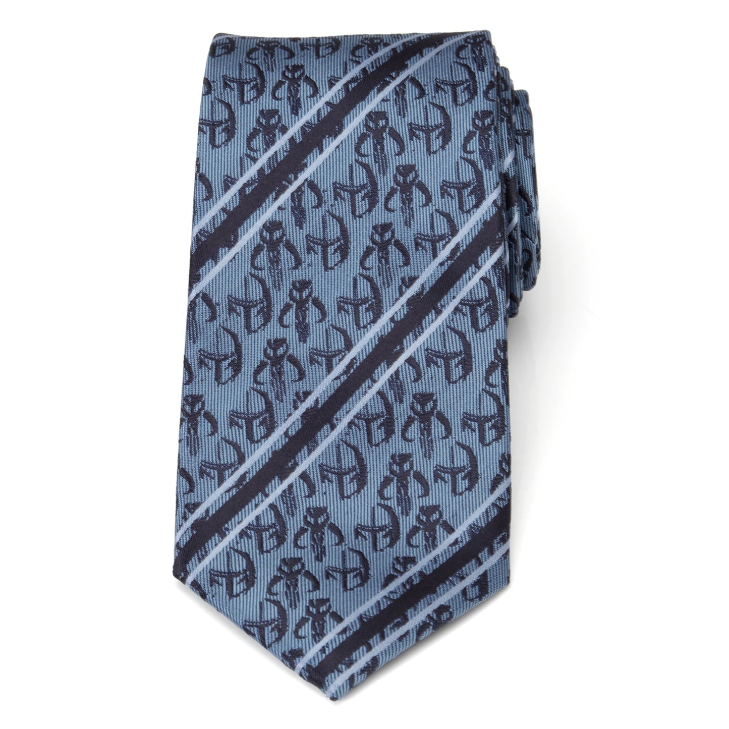 Star Wars Mandalorian and Mythosaur Blue and Navy Striped Tie