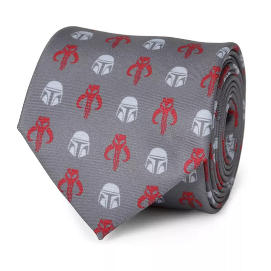 Star Wars Mandalorian and Mythosaur Red and Gray Tie