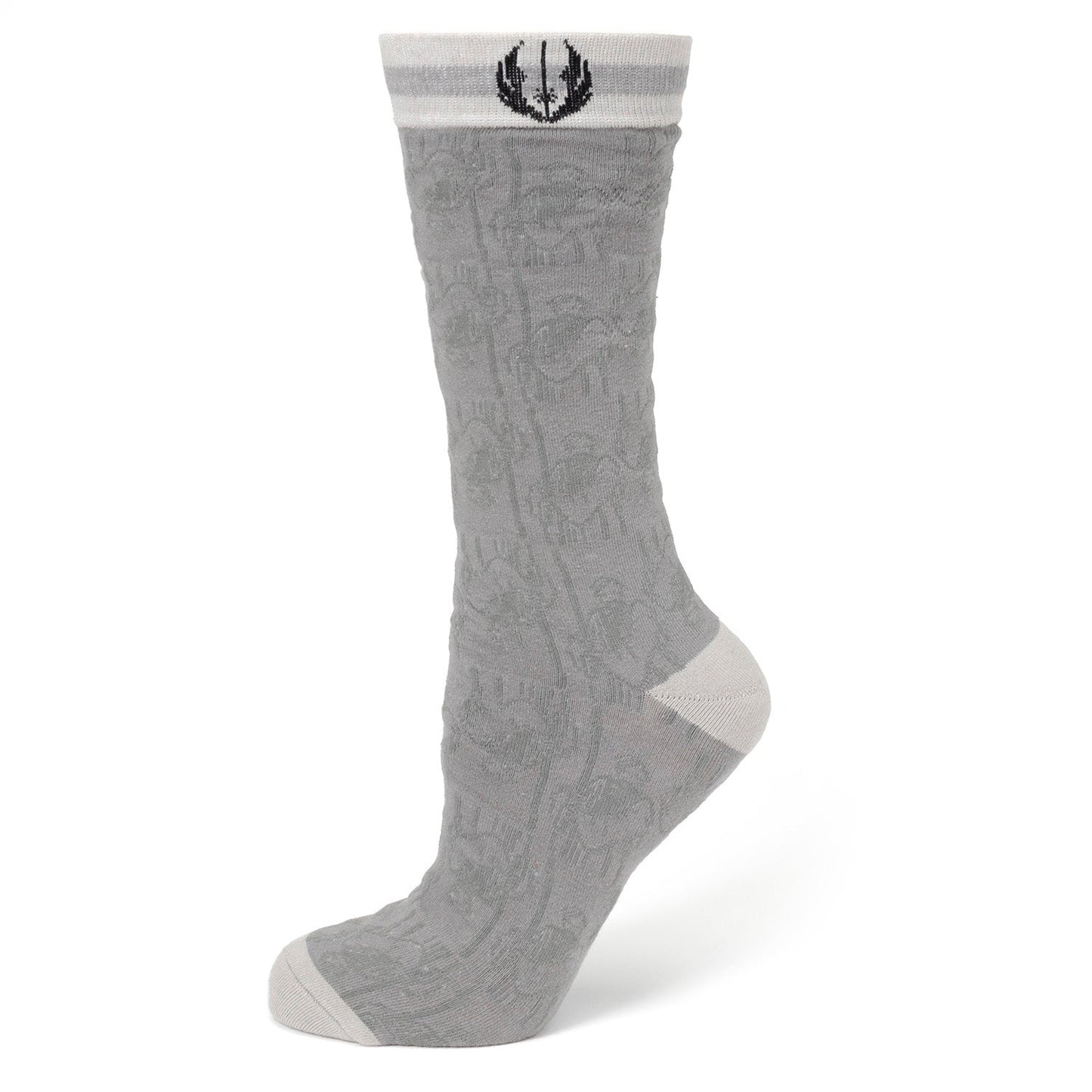 Star Wars Obi-Wan Kenobi Blue LIGHTSABER Pattern Black Tie, Tie Clip, and Gray Jedi Crest Dress Socks Gift Set