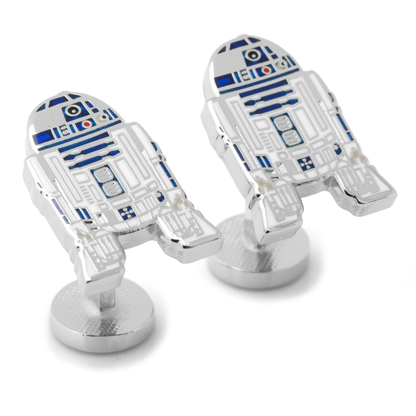 R2-D2 cufflinks on a white background