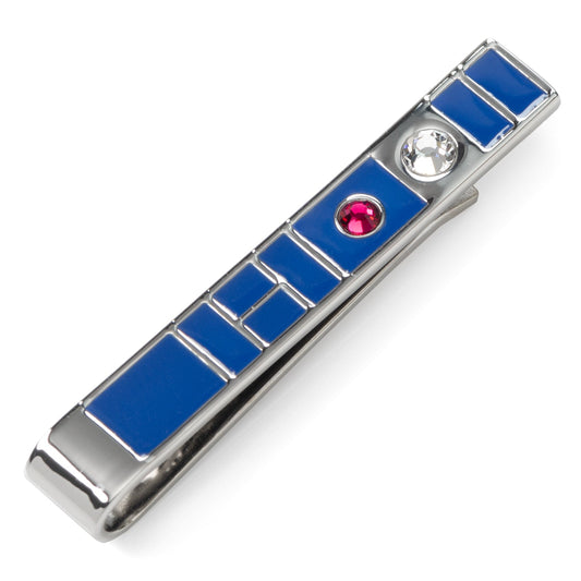 Blue and silver clip with gemstones on a white background
