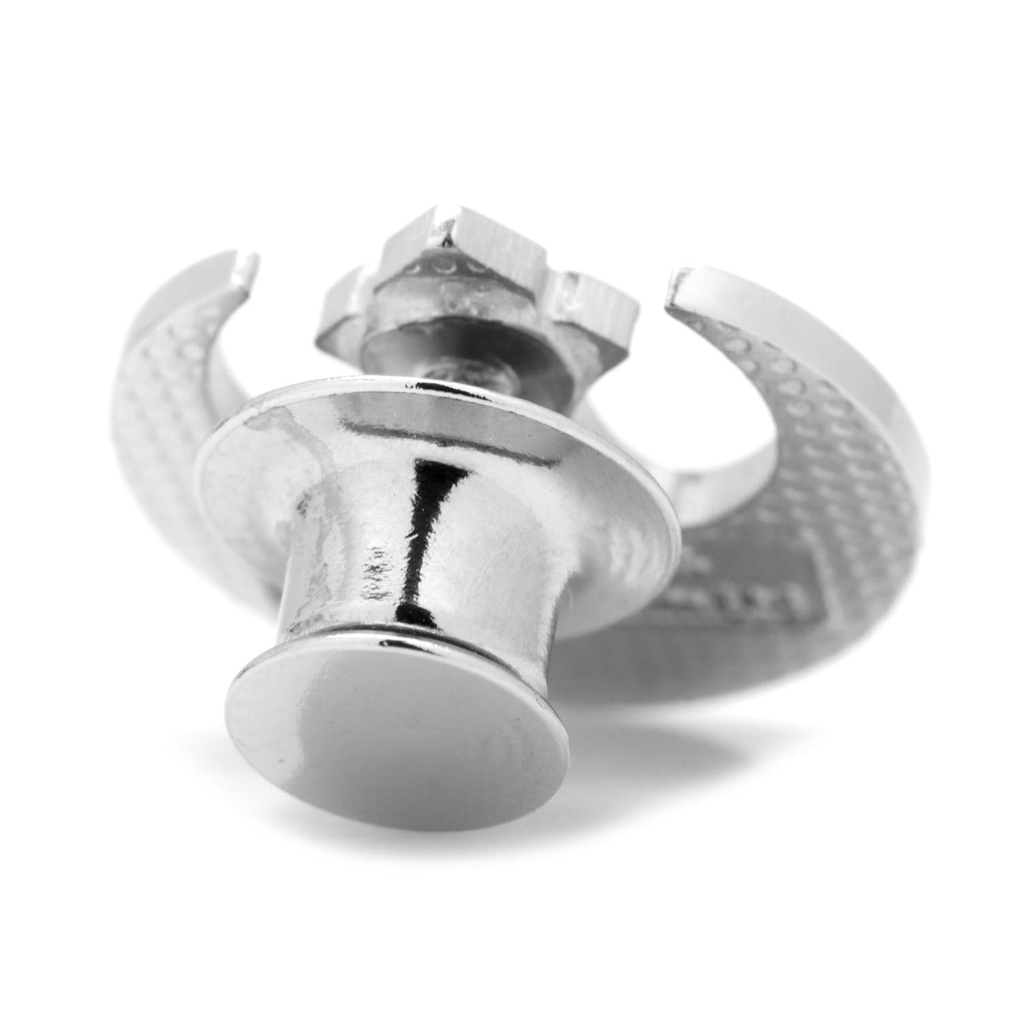 Metallic valve handle on a white background