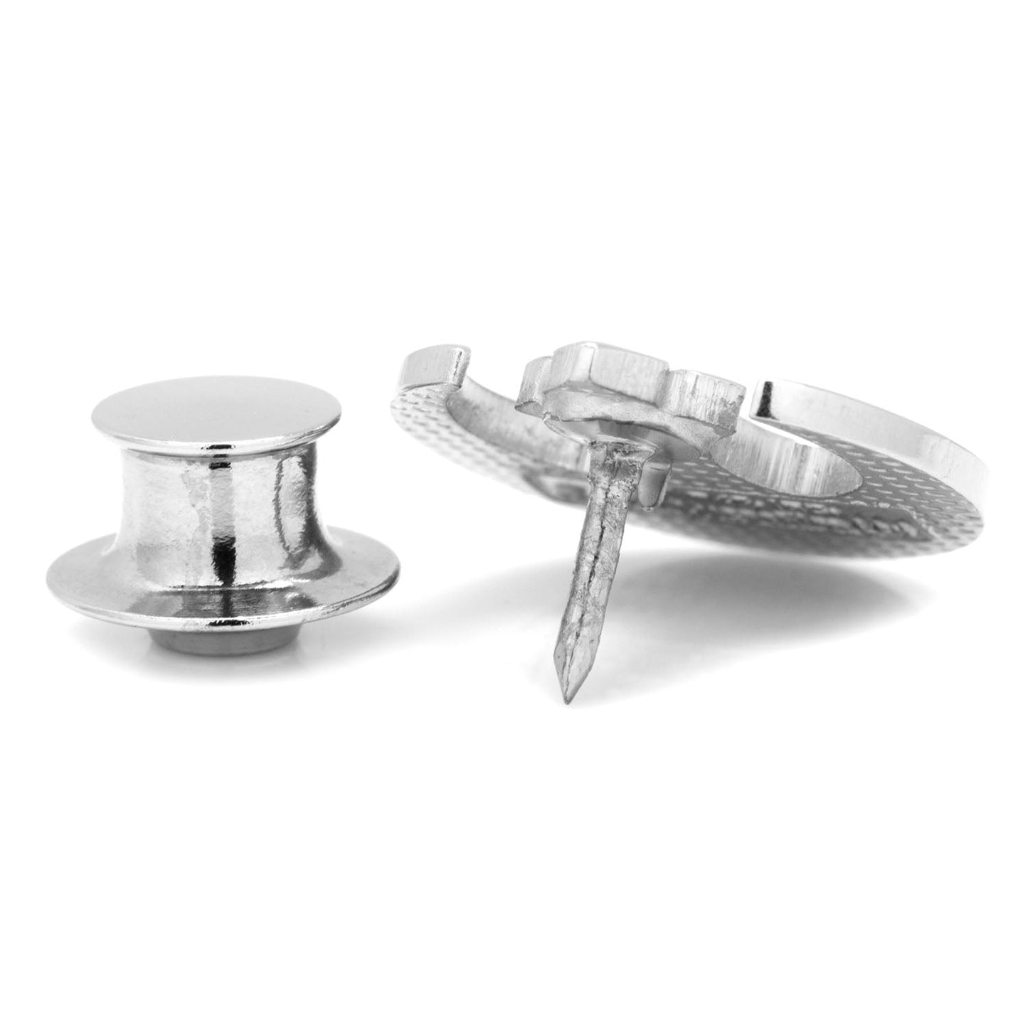 Metallic screw and washer on a white background