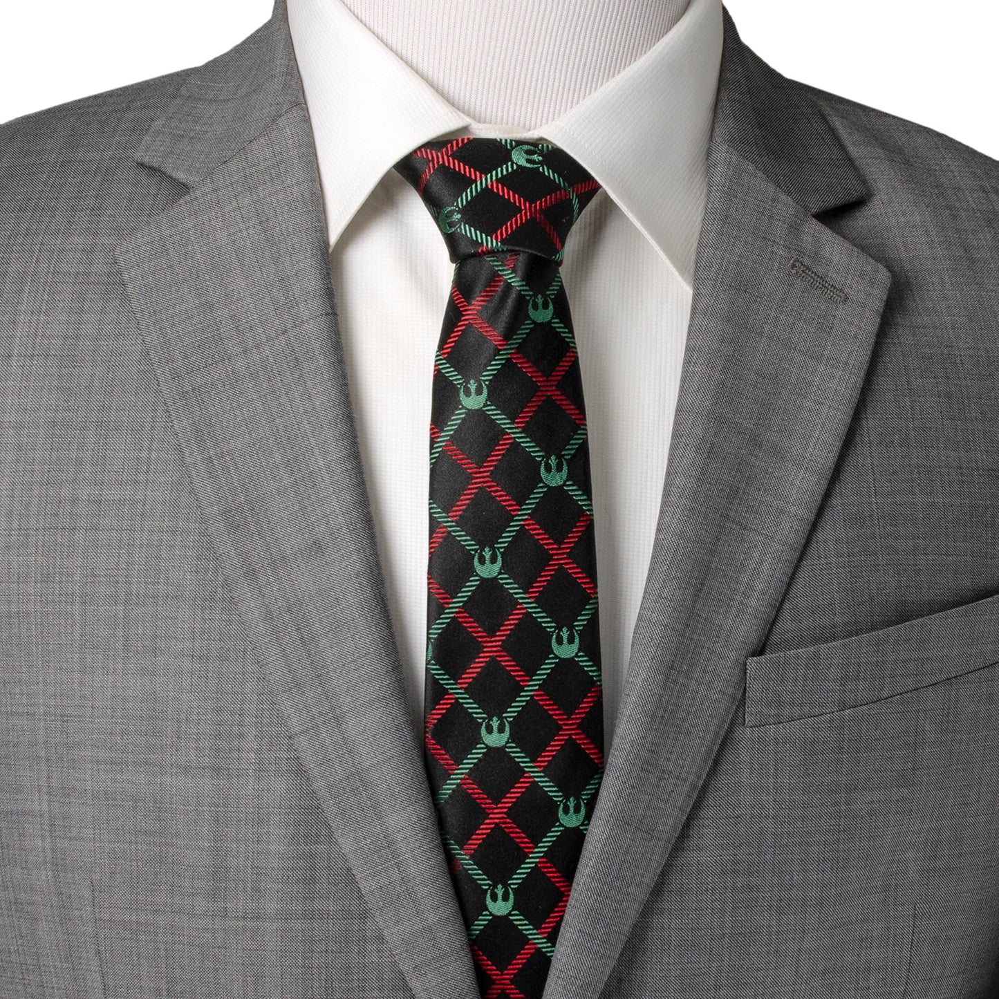Star Wars Rebel Alliance Crest Red, Green, and Black Plaid Tie