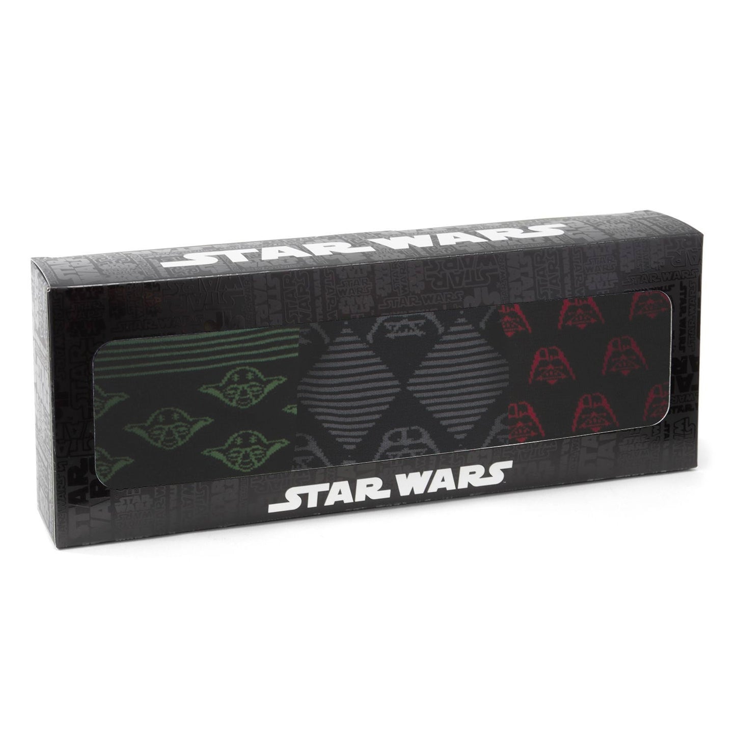 Black 'Star Wars' branded box with logo on a white background