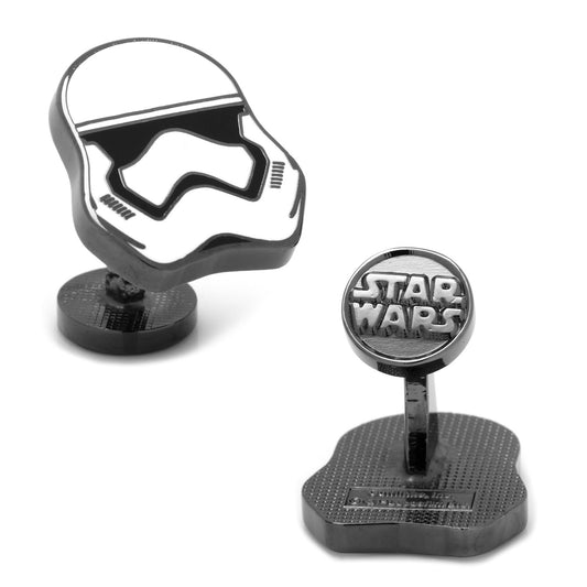 Star Wars stormtrooper helmet cufflinks on a white background
