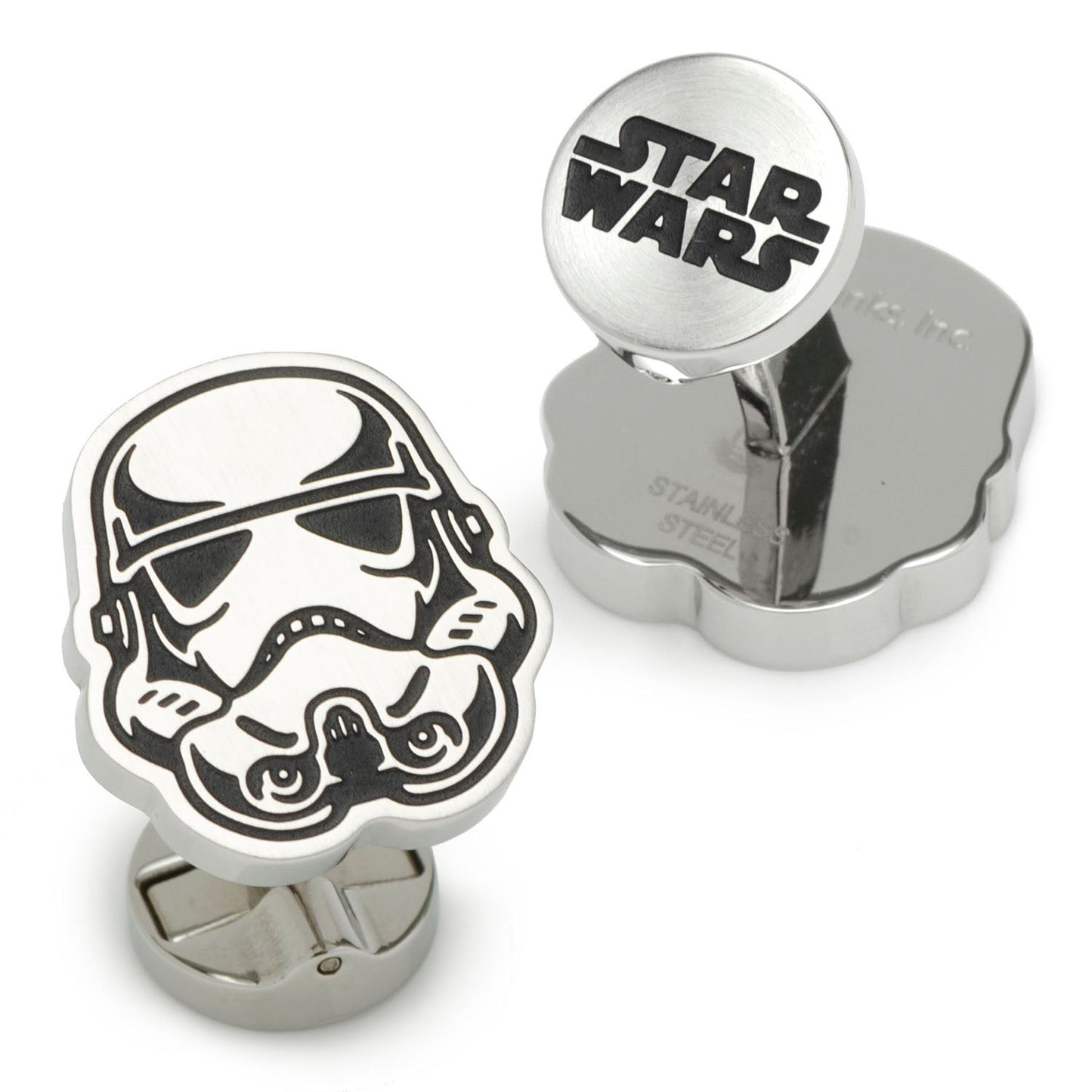 Star Wars stormtrooper cufflinks on a white background