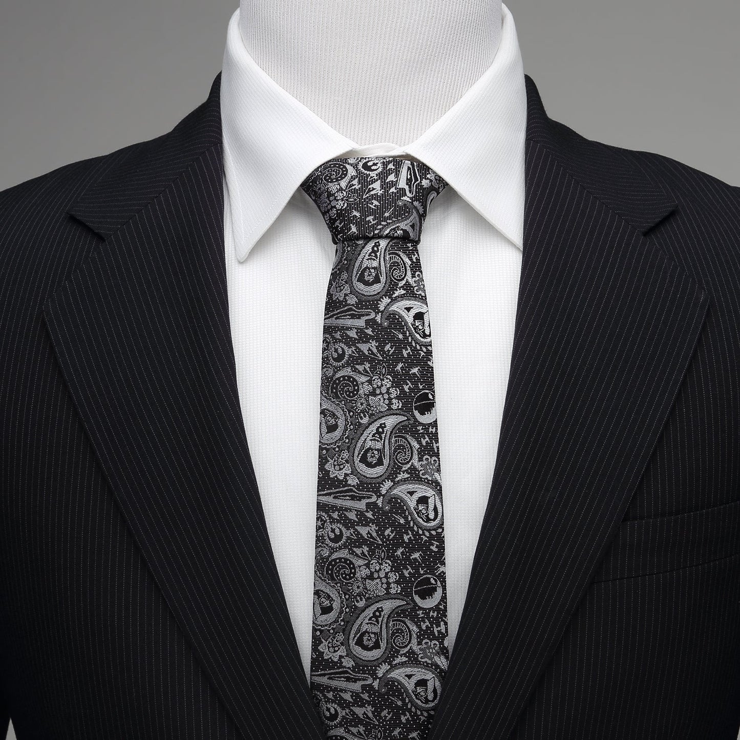 Star Wars Darth Vader Black and White Paisley Tie