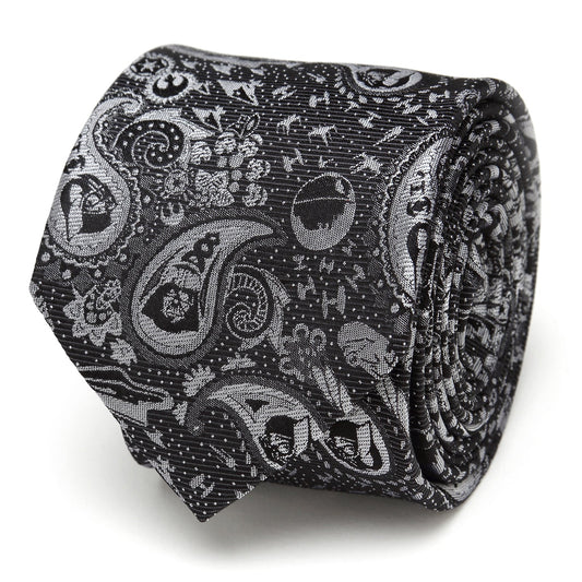 Star Wars Darth Vader Black and White Paisley Tie