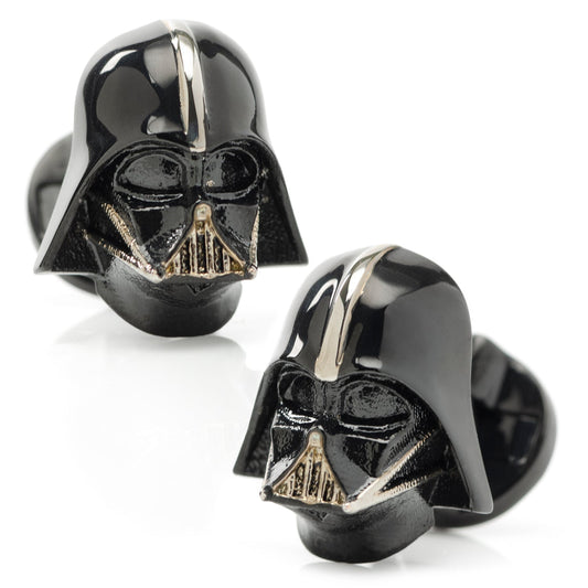 Darth Vader helmet cufflinks on a white background