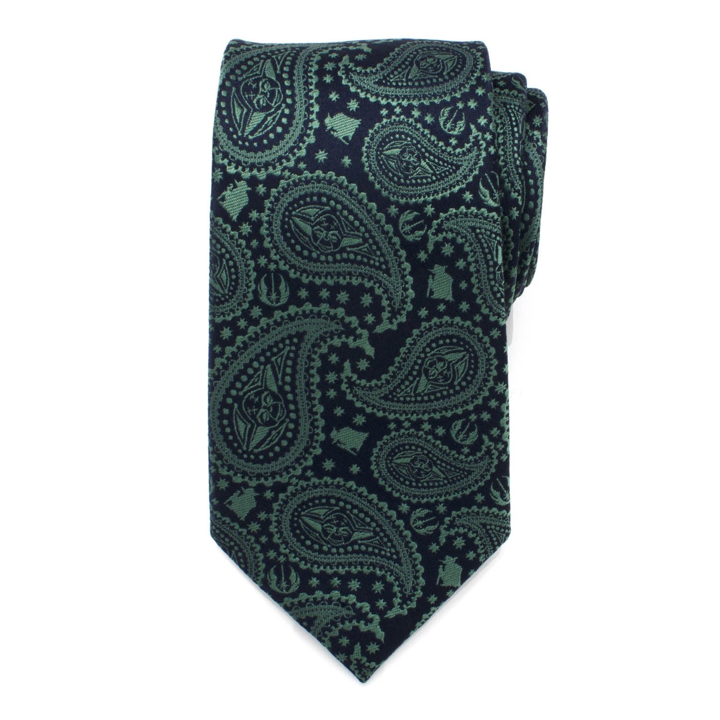 Star Wars Yoda Green and Blue Paisley Tie and LIGHTSABER Tie Clip Gift Set