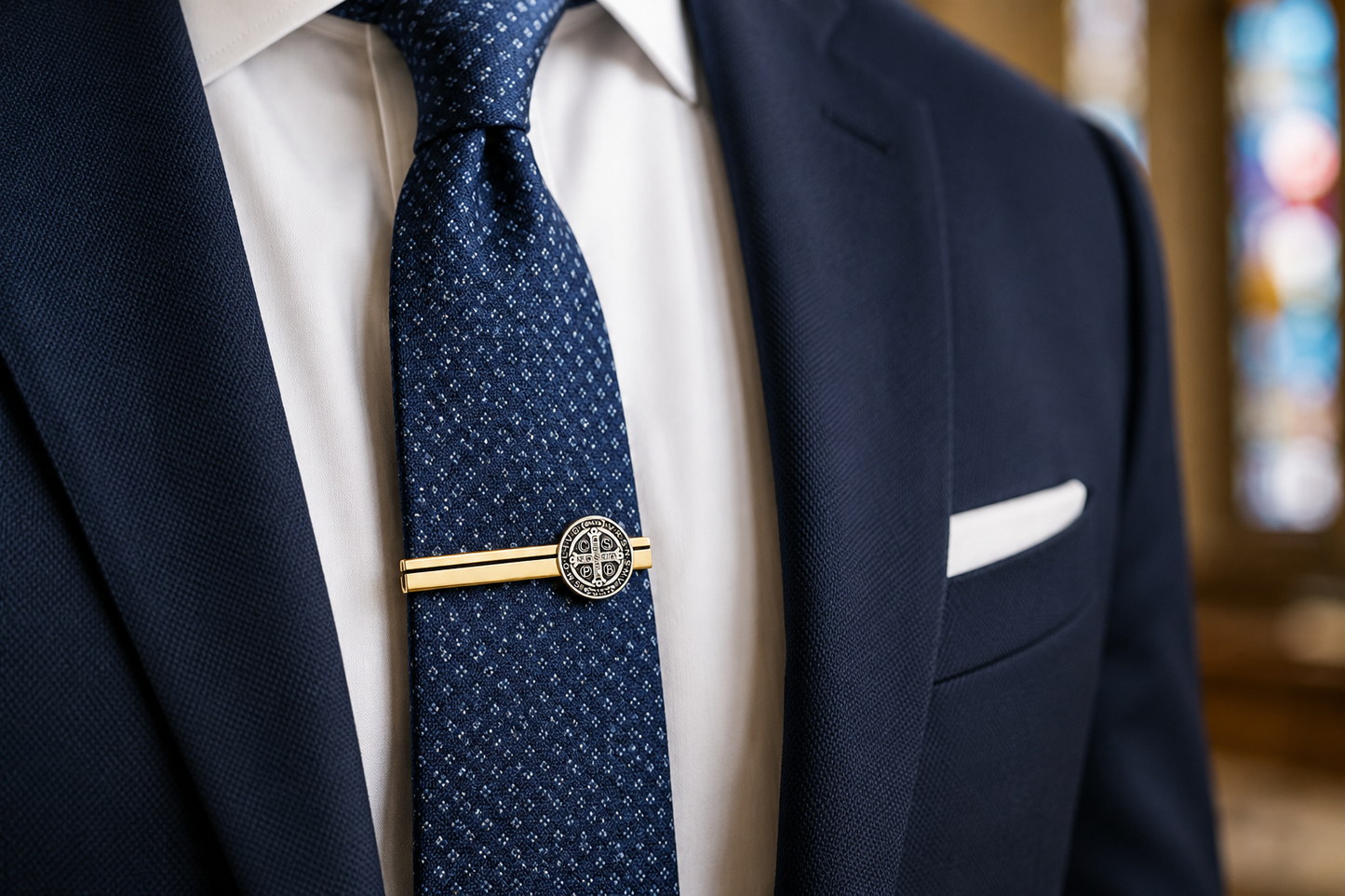 Saint Benedict Heritage Gold Tie Clip 