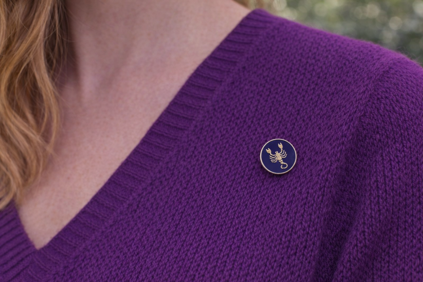 Scorpio Zodiac Scorpion Lapel Pin – Gold and Navy Enamel Astrology Gift