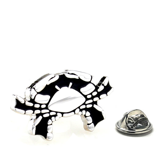Silver and black enamel Cancer crab lapel pin with clutch backing – zodiac astrology accessory