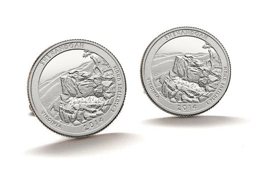 Shenandoah National Park Coin Cufflinks Uncirculated U.S. Quarter 2014 Cuff Links Enamel Backing Cufflinks