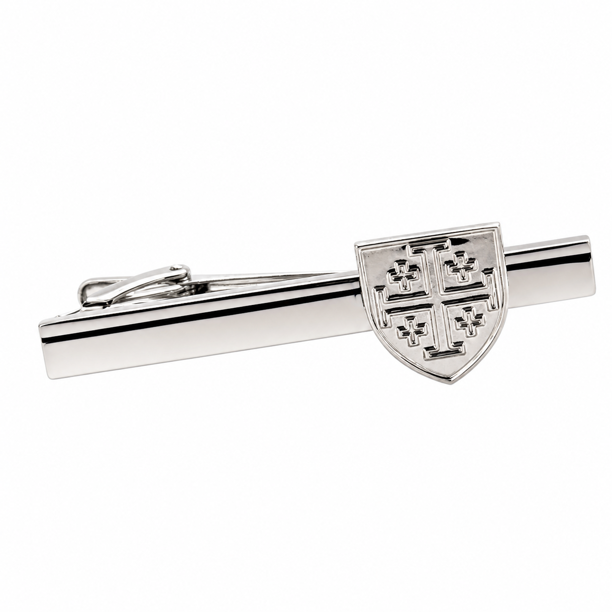 Christian tie bar with Jerusalem cross polished silver design