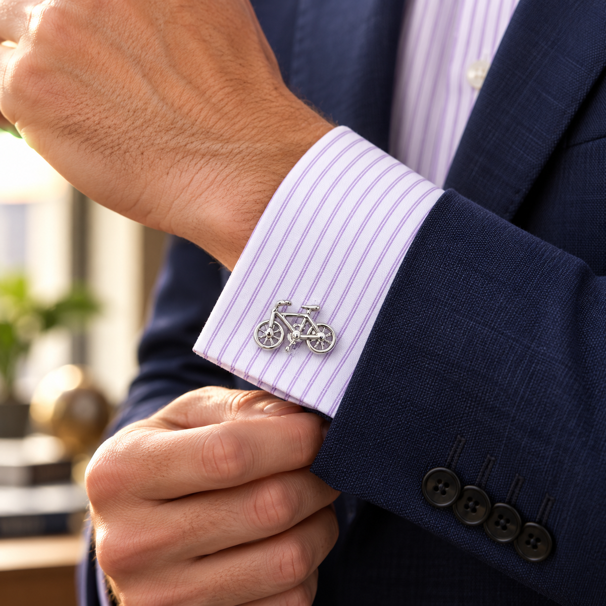 Silver-Tone Bicycle Cufflinks suit