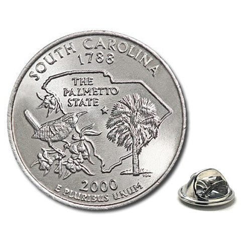 South Carolina State Quarter Coin Lapel Pin Uncirculated U.S. Quarter 2000 Tie Pin