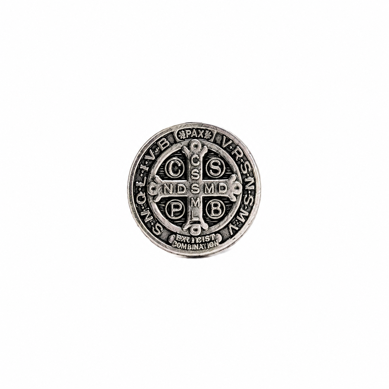Saint Benedict Medal Lapel Pin Silver Catholic Christian Religious Faith Pin for Men