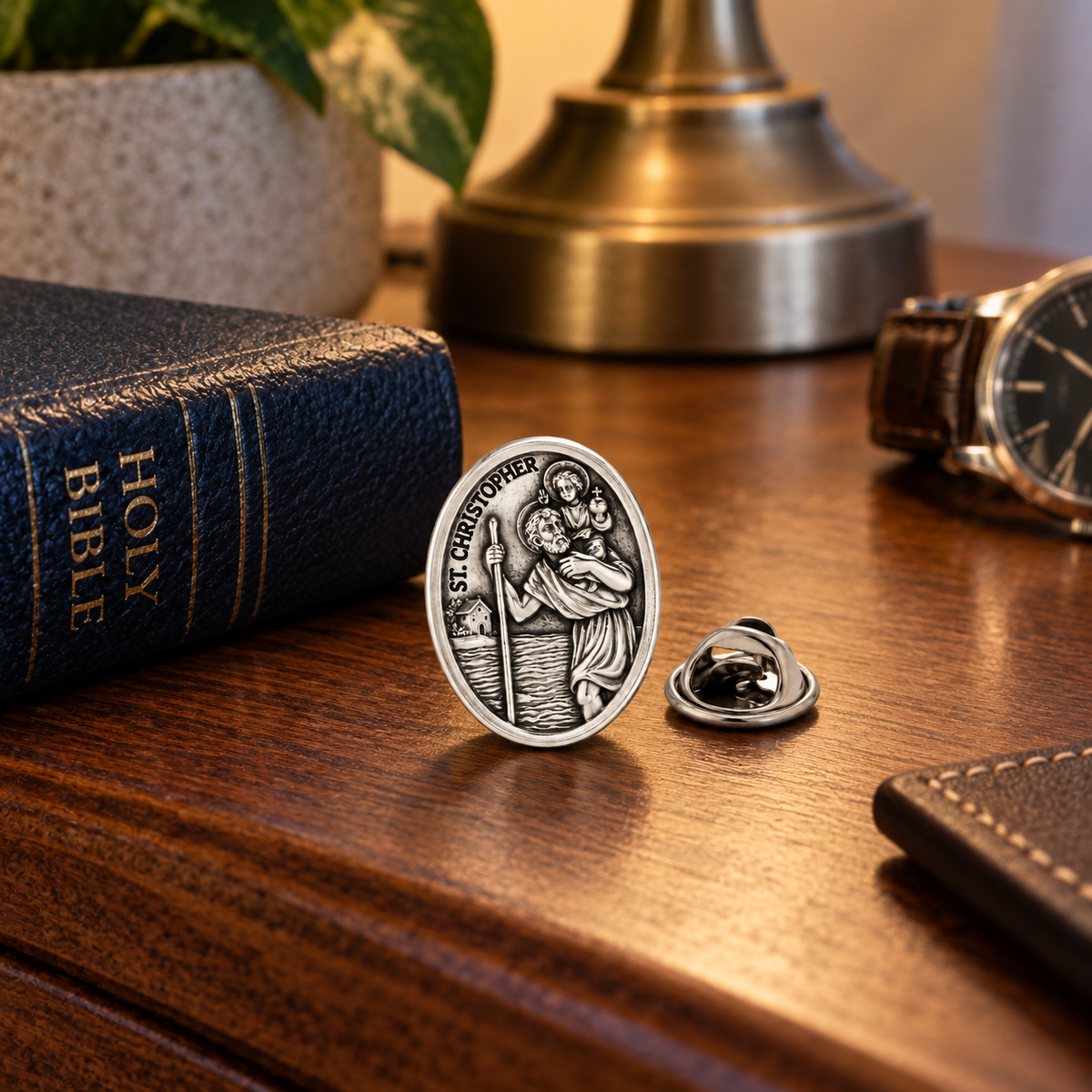 St. Christopher Lapel Pin nightstand