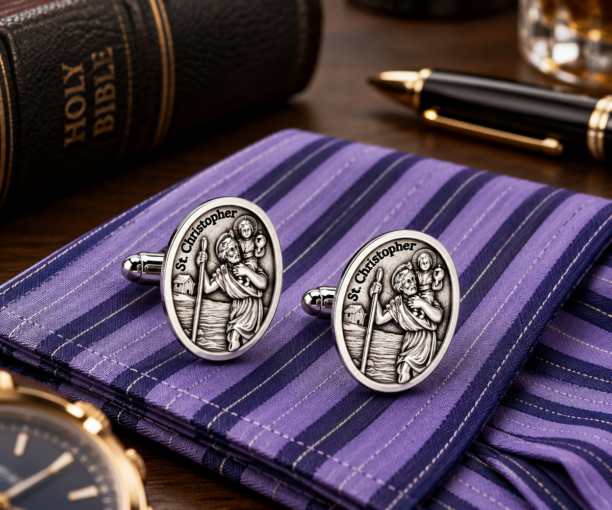 St. Christopher Cufflinks nightstand