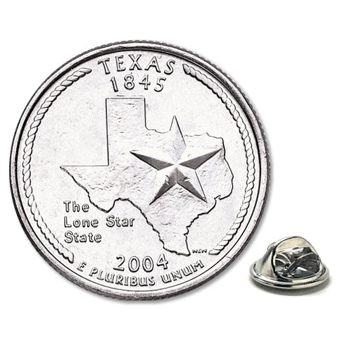 Texas State Quarter Coin Lapel Pin Uncirculated U.S. Quarter 2004 Tie Pin