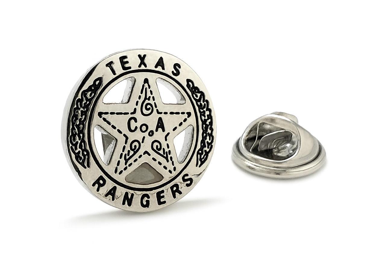 Texas Rangers badge with star design on a white background