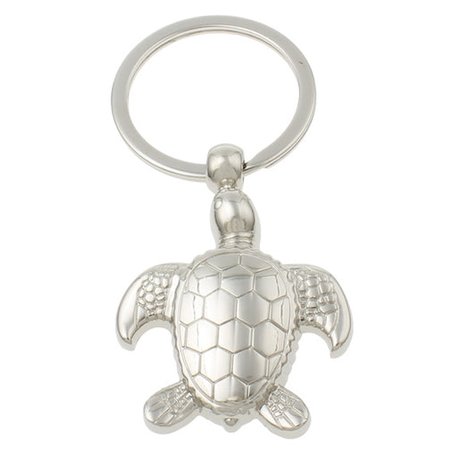 Turtle Bay Keychain Solid Silver Sea Turtle Charm Car Key Chain with Key Ring Turtle Lover Gift Bag Caribbean Purse Charm Cayman Island Turtle Park
