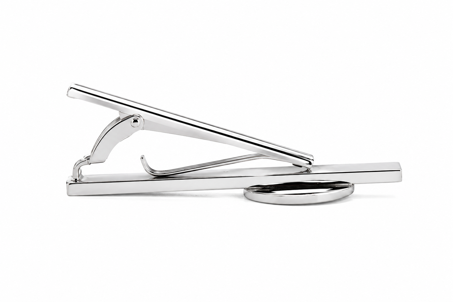United Federation of Planets Starfleet Academy 2258 silver tie clip with black enamel emblem on polished silver tie bar by JayPins