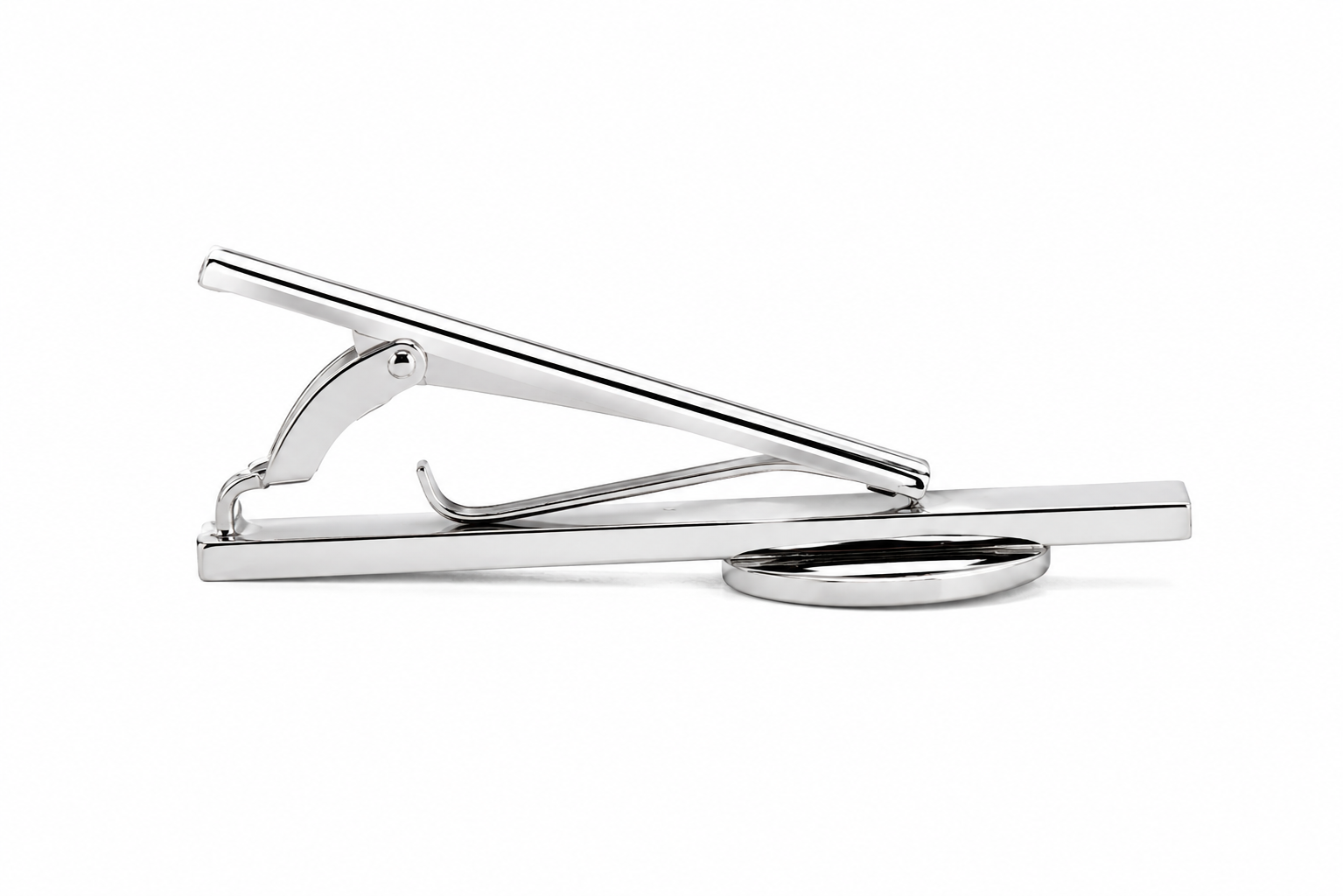 United Federation of Planets Starfleet Academy 2258 silver tie clip with black enamel emblem on polished silver tie bar by JayPins